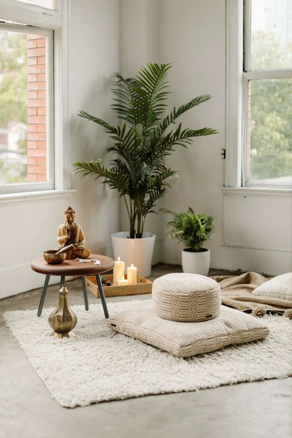 neutral-meditation-room-with-cushion-floor