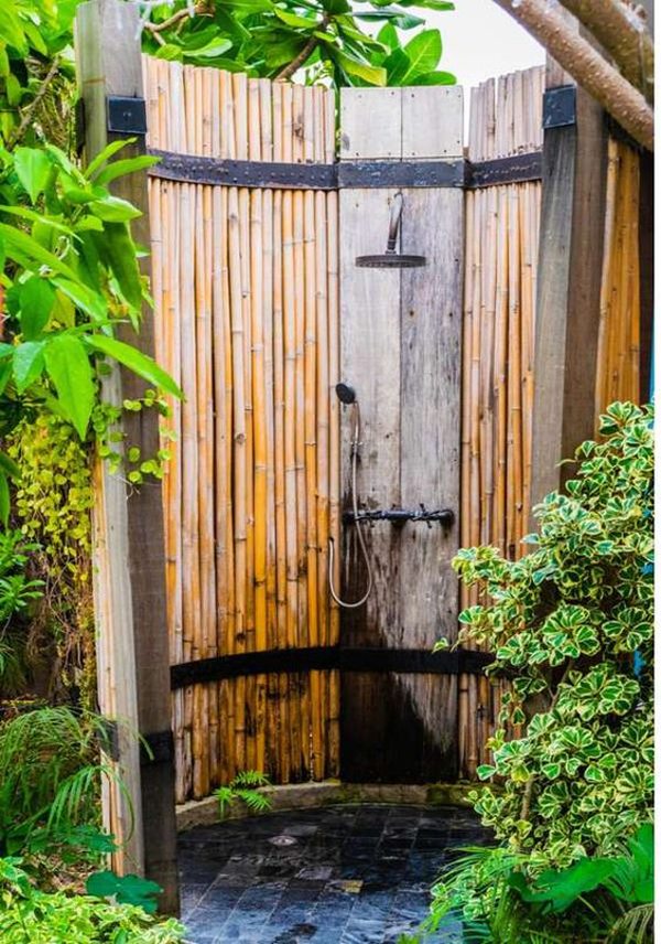 wood-and-bamboo-shower-for-outdoors