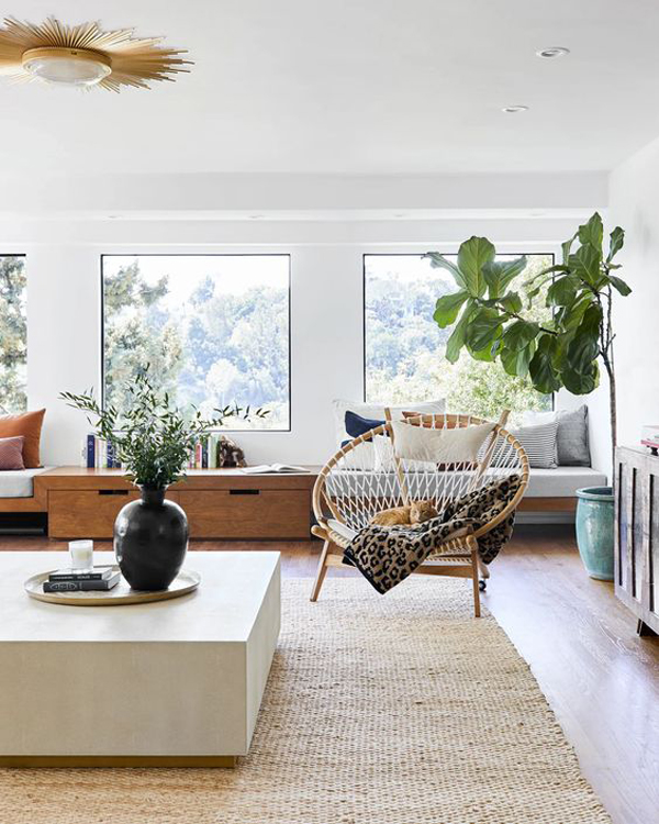 eclectic-mid-century-interior-with-jute-rugs