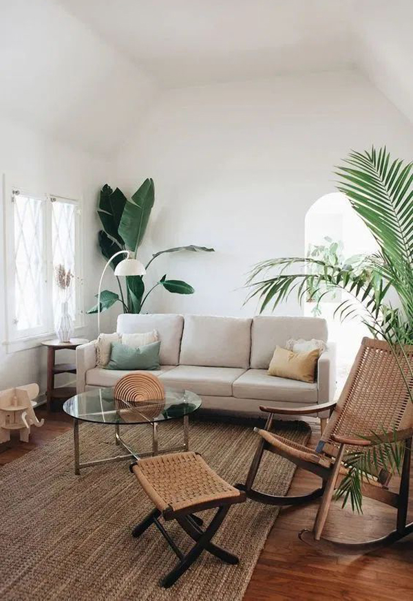 tropical-style-living-room-with-jute-rugs