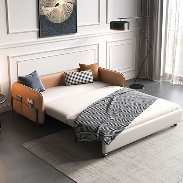 white-and-brown-convertible-sofa-bed-with-storage-pocket