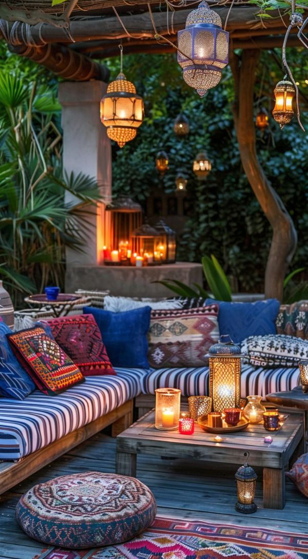 bohemian garden lighting ideas