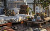 boho relaxation small rooftop deck