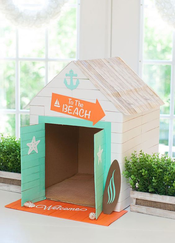 cabana inspired dog cardboard house for indoor