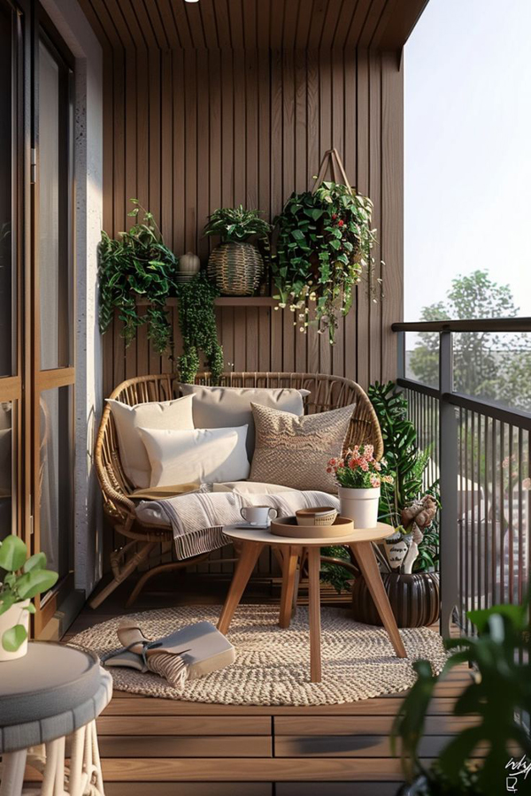 cozy balcony ideas with nordic style