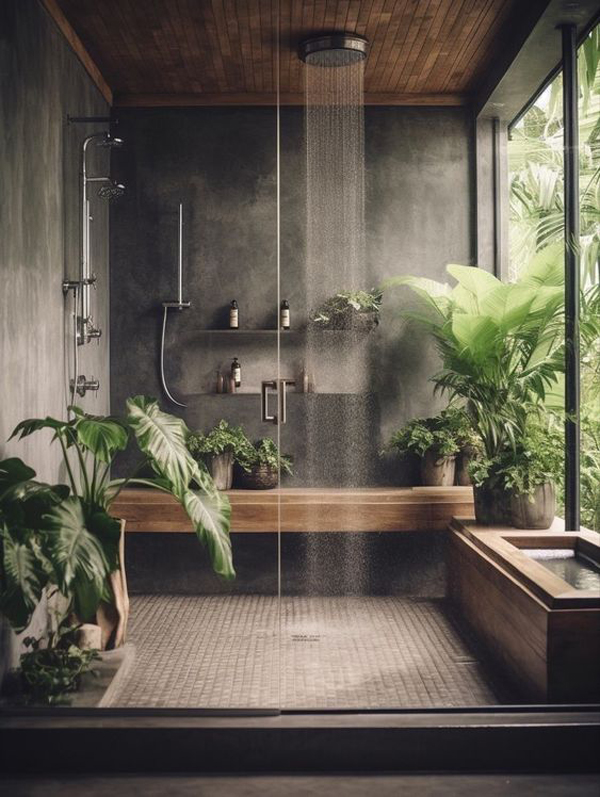 industrial oasis bathroom decor with shower