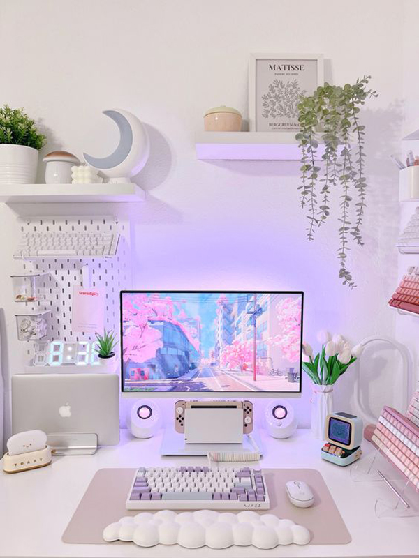 minimalist girl gaming room decor ideas