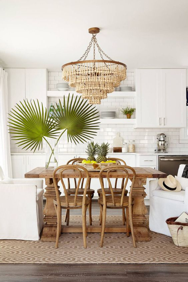 minimalist tropical dining room in kitchen island