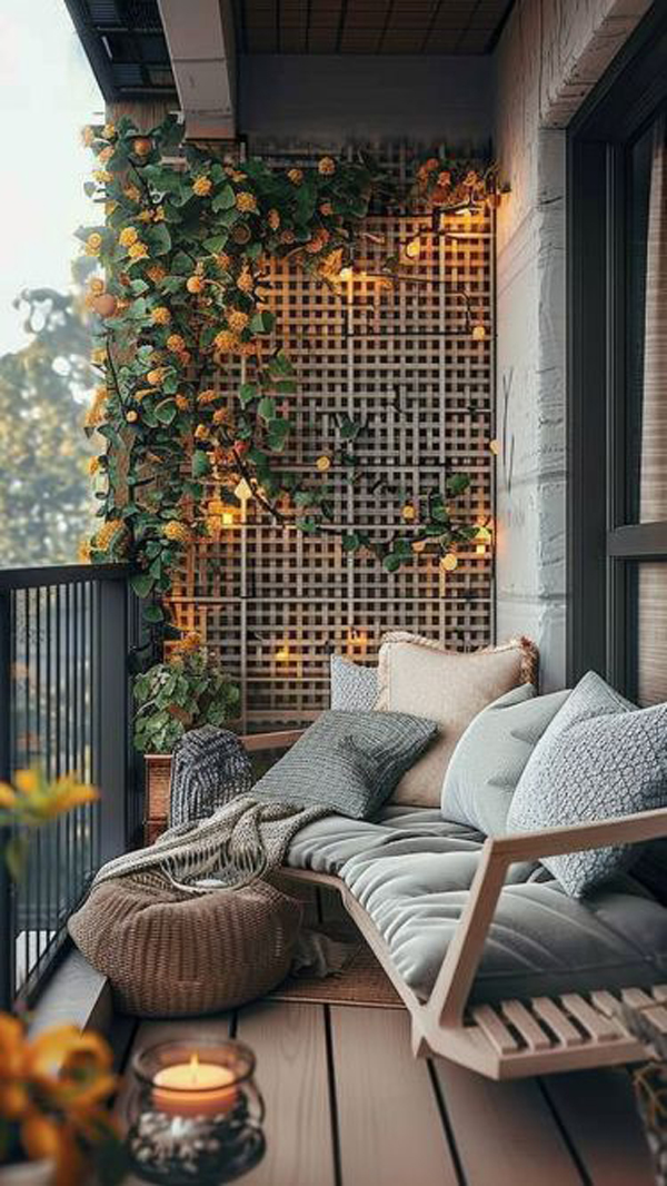 modern fall balcony design with vines plants