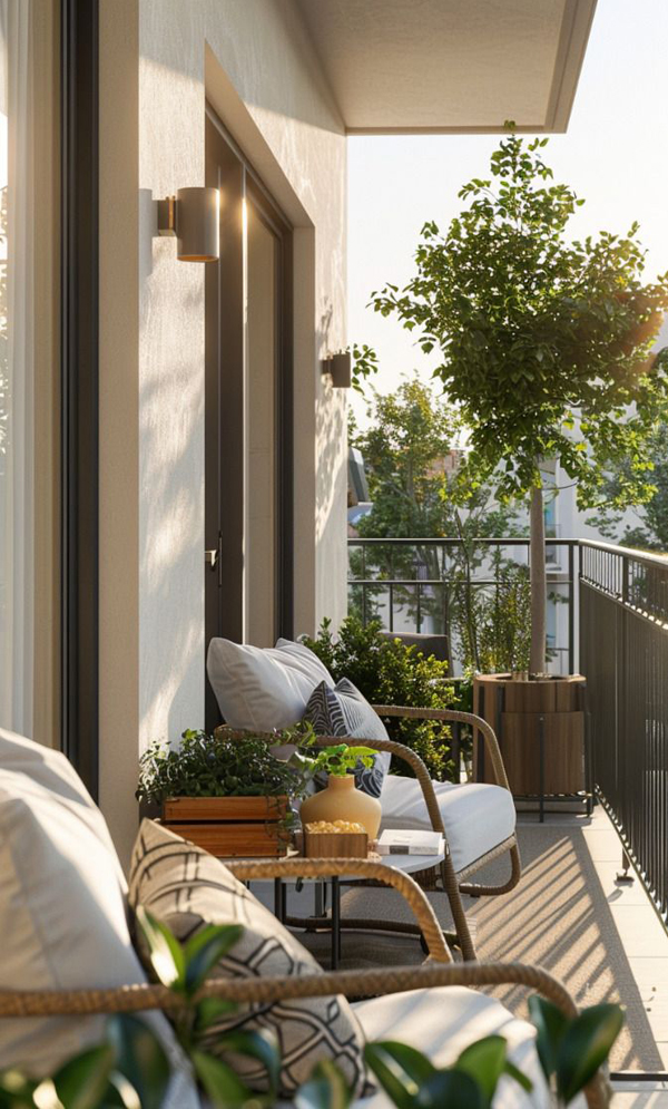 modern nordic balcony in apartment