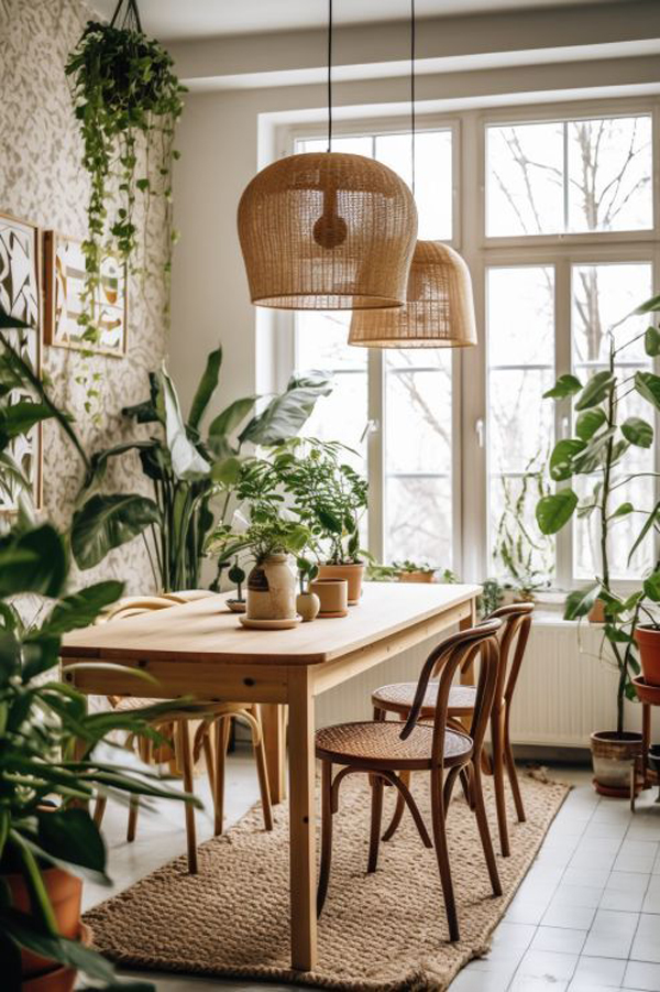 nature inspired dining rooms with tropica accent