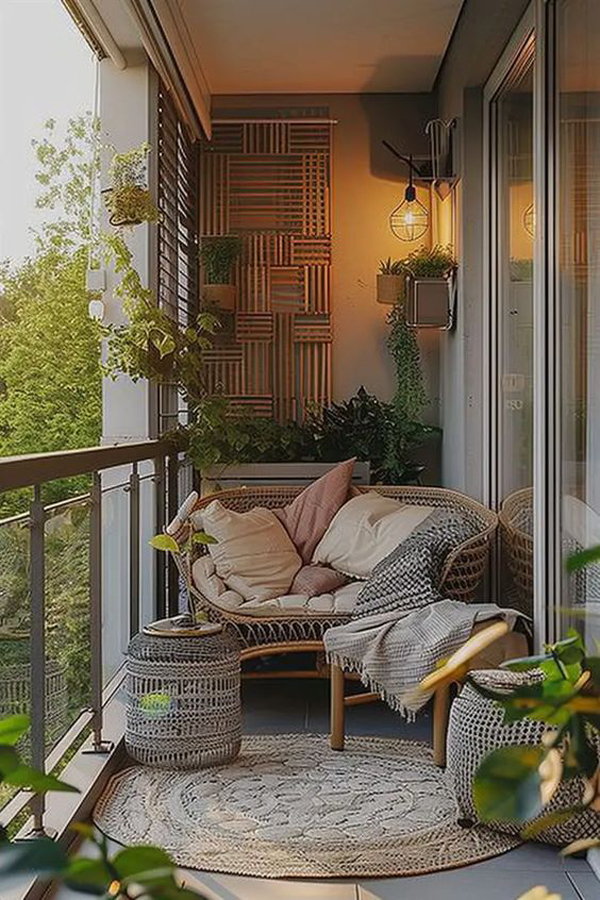 nature inspired scandinavian balcony decor