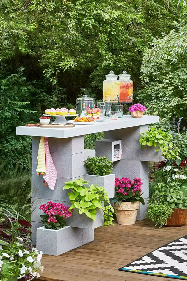 outdoor bar made from concrete block