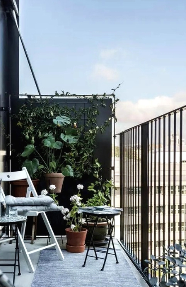 pretty scandinavian balcony garden