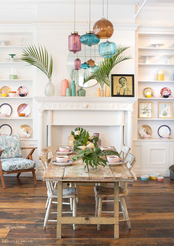 rustic tropical dining room with accessories