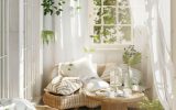 stylish white scandinavian balcony with vines plants