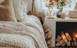 aesthetic fall bedroom ideas with indoor fireplace