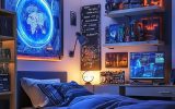 cool teenage boys bedroom with led lights