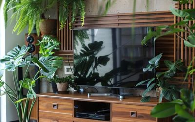 nature indoor plants decor for tv stand