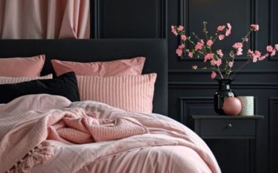 simple black and pink bedroom decorations