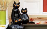 black cat halloween porch decor