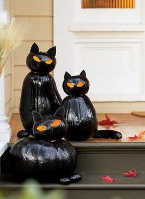 black cat halloween porch decor