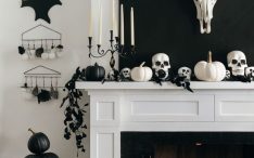 scandinavian halloween fireplace decor