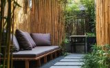 bamboo privacy fence design with benches