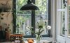 aesthetic vintage dining room with pendant light