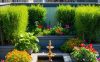 rooftop mini pond garden ideas with fountain