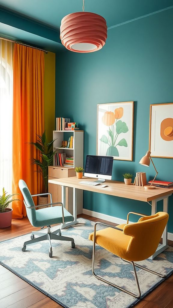 cozy home office with eclectic interior cozy home office with eclectic interior