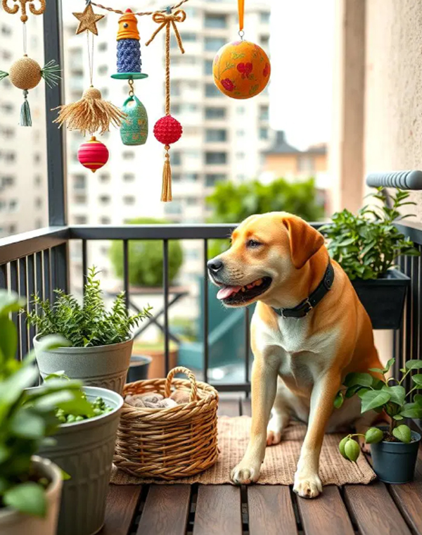 dog balcony area with hang accessories dog balcony area with hang accessories