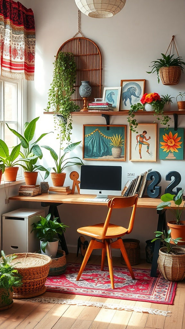 eclectic home office setup with indoor plants eclectic home office setup with indoor plants