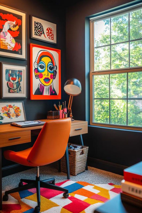 eclectic home office with retro pop art decor eclectic home office with retro pop art decor