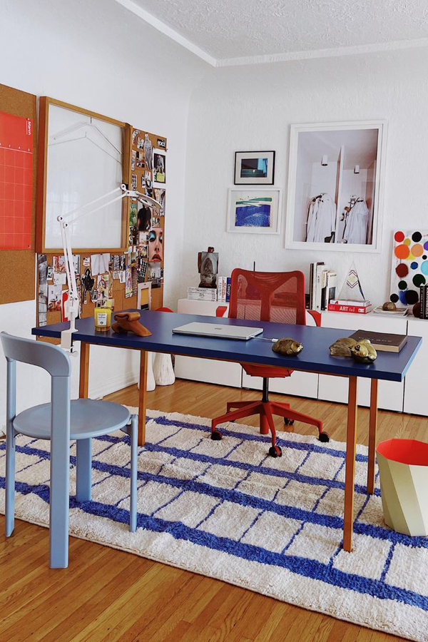 red and blue home office with eclectic style red and blue home office with eclectic style
