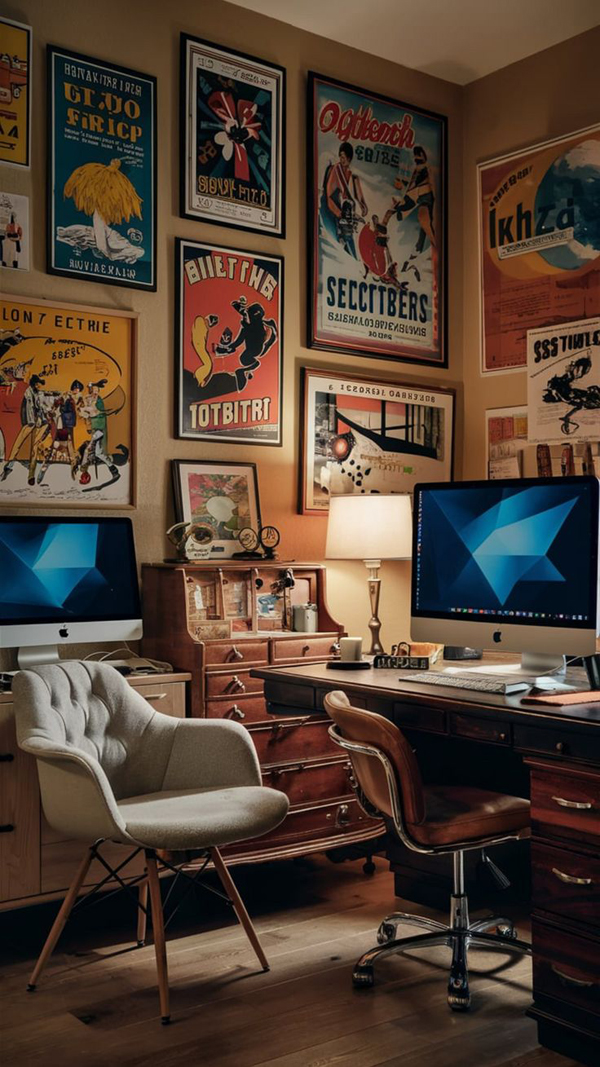 retro eclectic home office setup retro eclectic home office setup