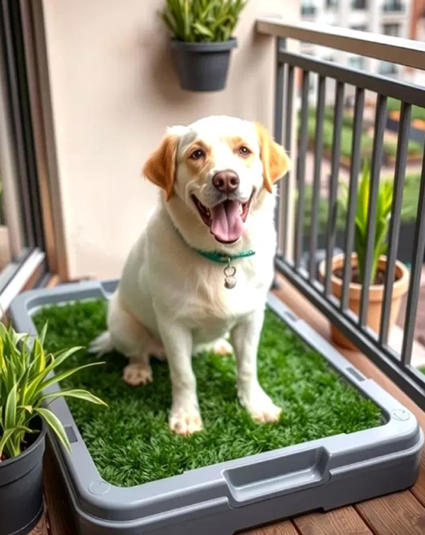 small dog potting in balcony small dog potting in balcony
