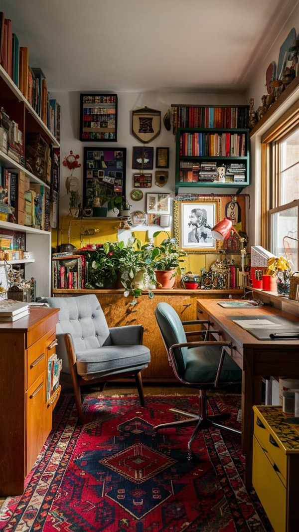 vintage meet modern home office with eclectic interior vintage meet modern home office with eclectic interior