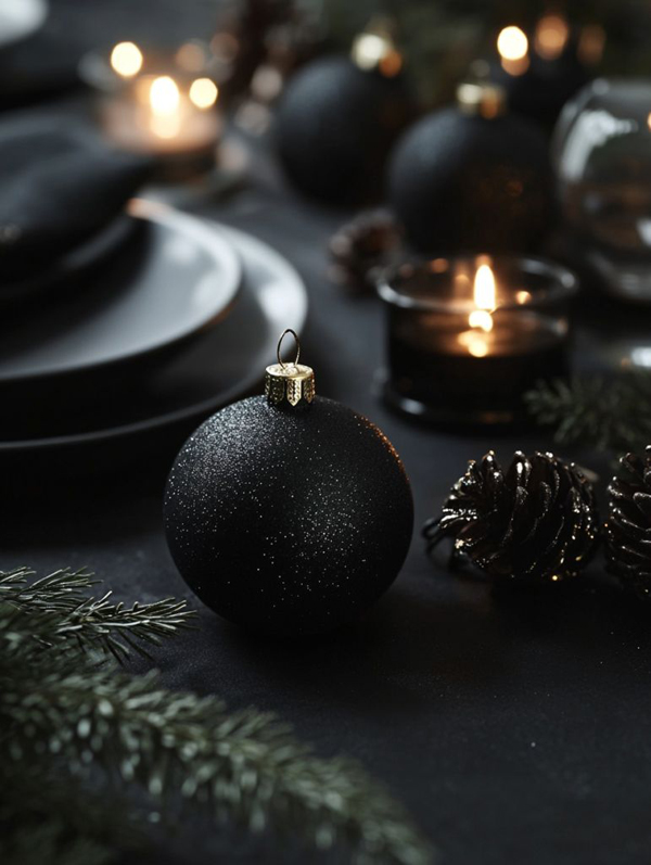 black christmas centerpiece with candle light black christmas centerpiece with candle light