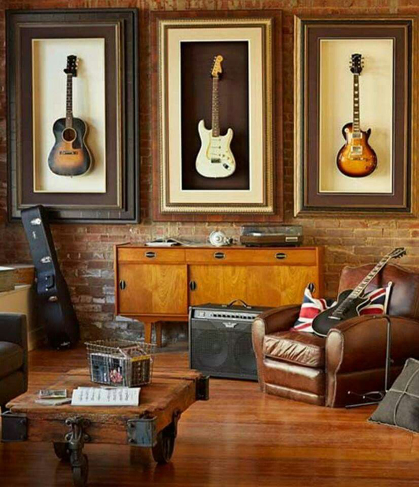 moody men living room with music decor moody men living room with music decor