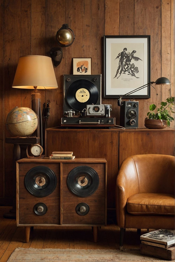 vintage living room with music theme vintage living room with music theme