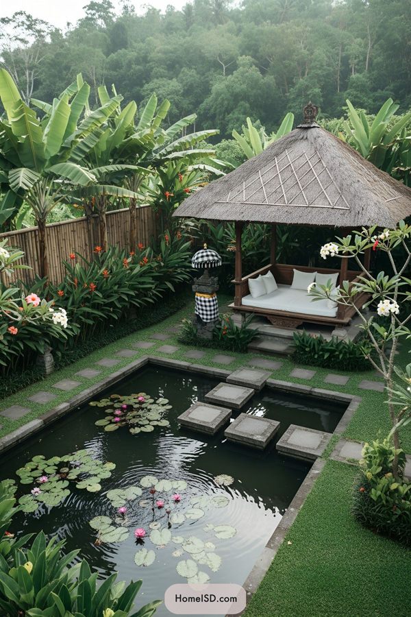bali landscape with tropical ponds bali landscape with tropical ponds