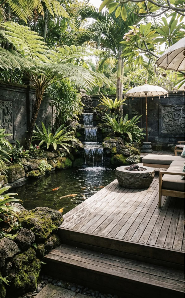 balinese garden deck with ponds balinese garden deck with ponds