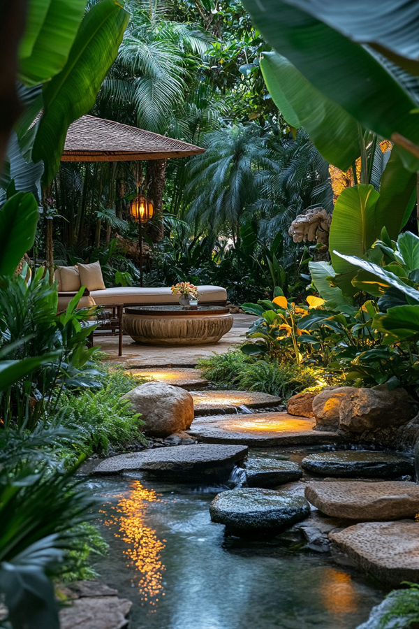 serene bali garden with water features serene bali garden with water features