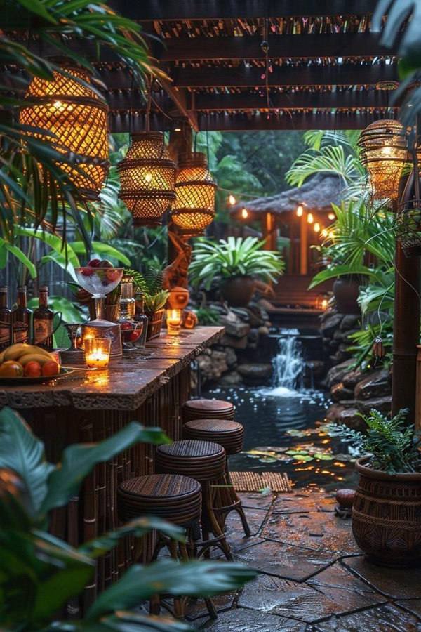 tropical backyard bali outdoor bar with pond tropical backyard bali outdoor bar with pond