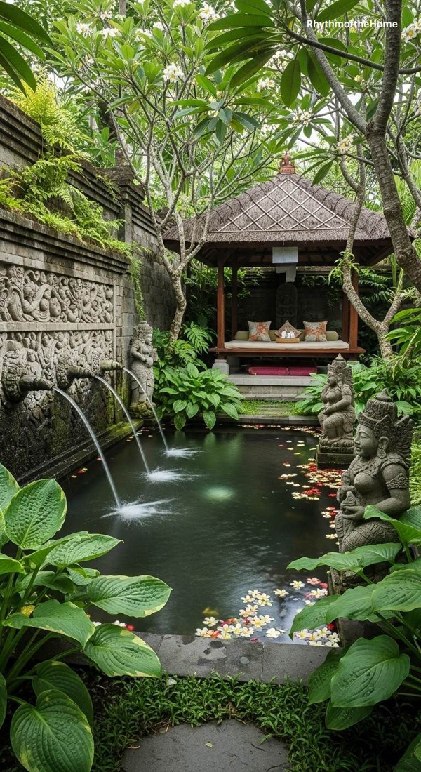 tropical bali garden with water features tropical bali garden with water features